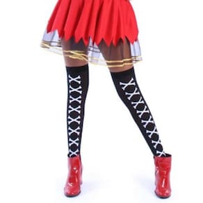 Meia Preta lisa com Ossos Esqueleto Halloween