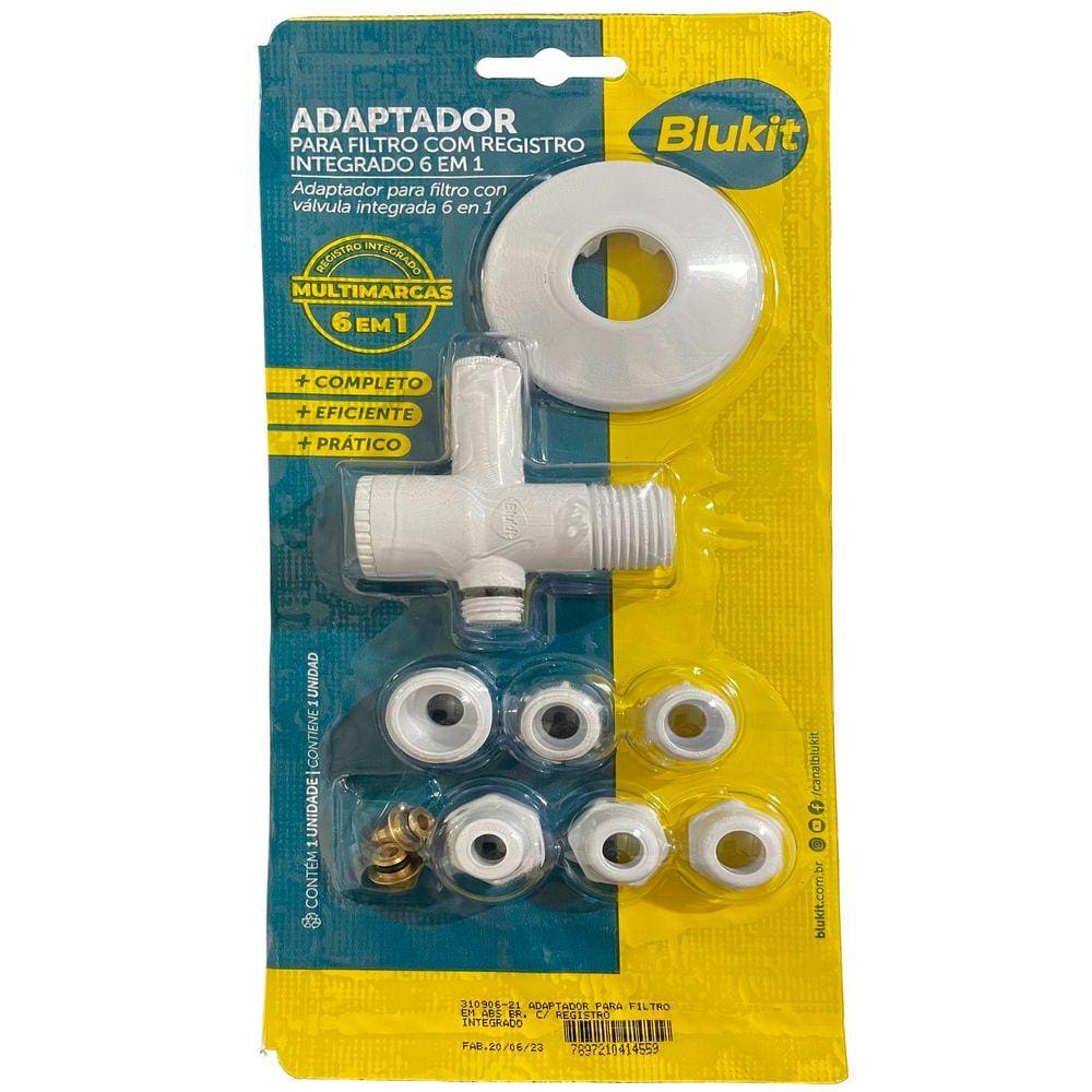 Adaptador para Filtro com Registro Integrado 6x1 Branco