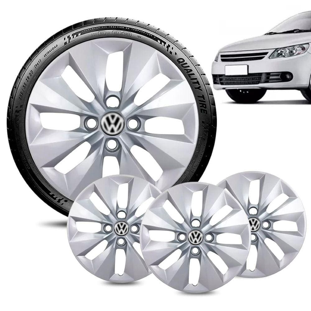 Jogo 4 Calota Volkswagen Voyage G5 G6 aro 14 2013 15 prata