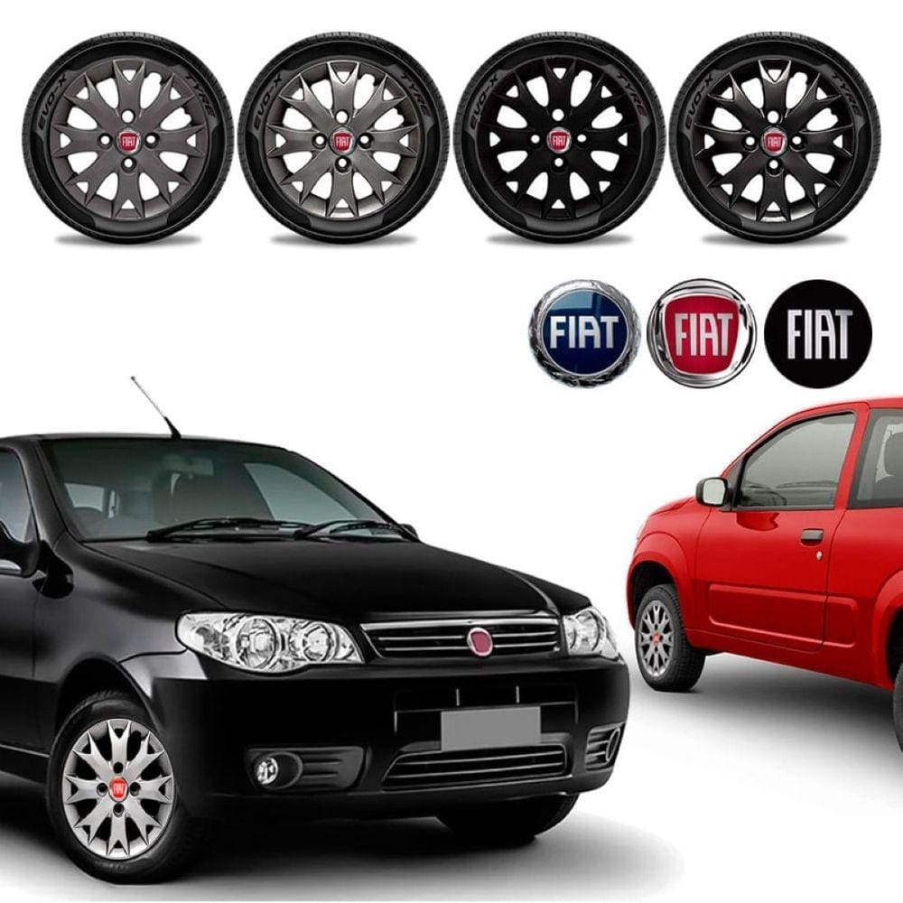 Jogo calota Fiat Palio Fire Economy Flex Uno Vivace Aro 13