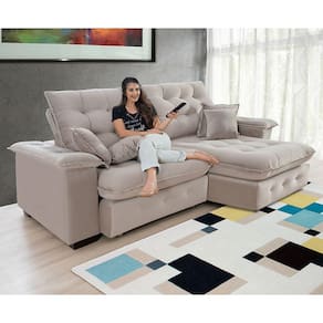 Sofá Coliseu 2.40m Retrátil e Reclinável Super Pillow - Avelã