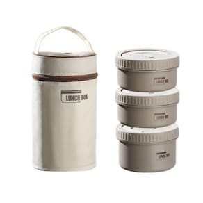 Jogo De Lancheira/BentoBox Bolsa Témica Com 3 Potes Em Inox