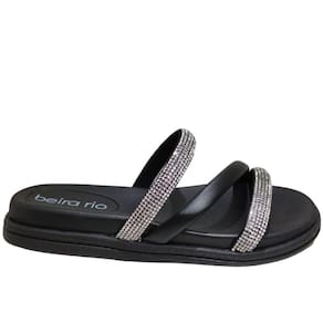 Tamanco Feminino Casual Papete Tiras com Strass Beira Rio 8488.108