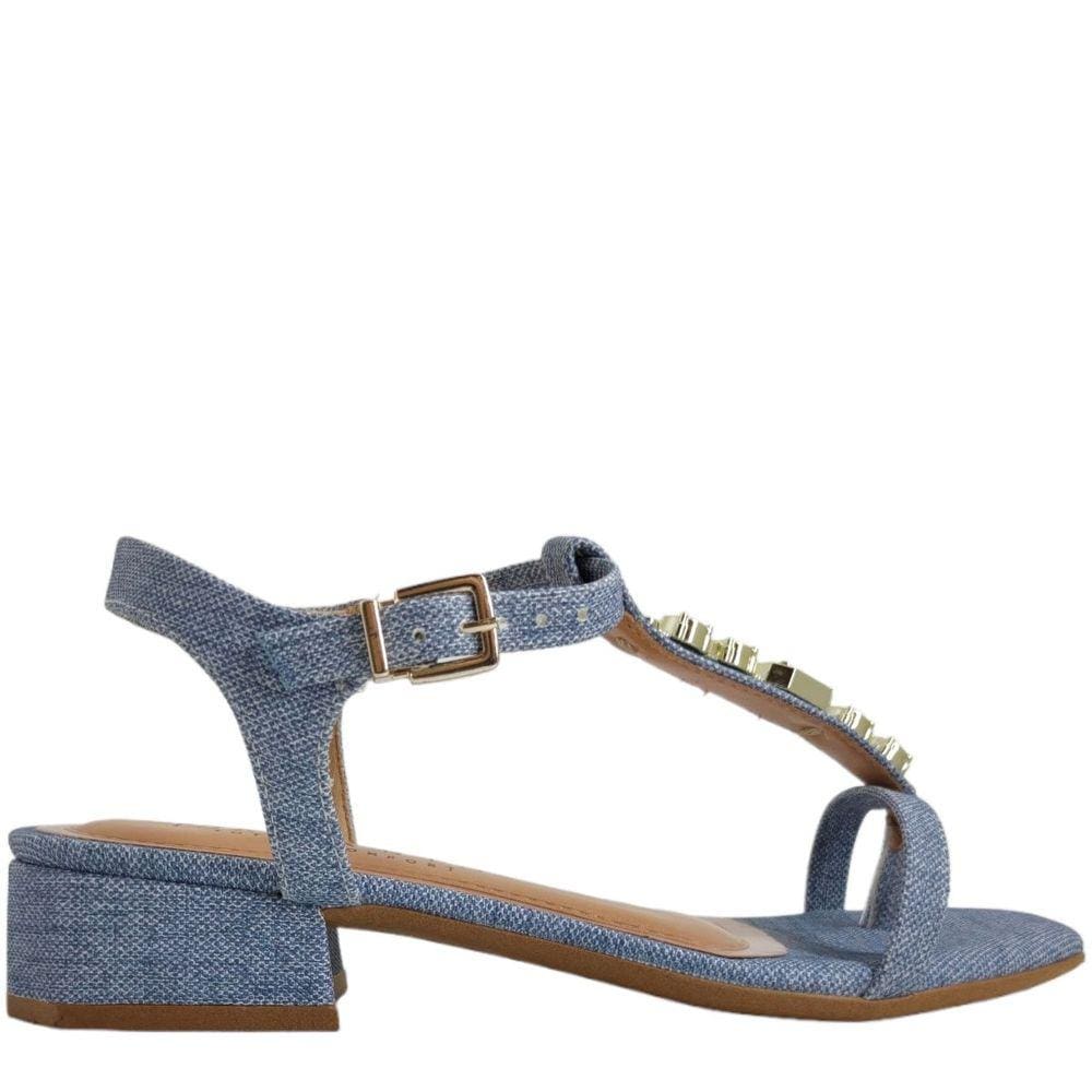 Sandália Feminina Casual Social Salto Baixo com Pedrarias Ramarim 2348205