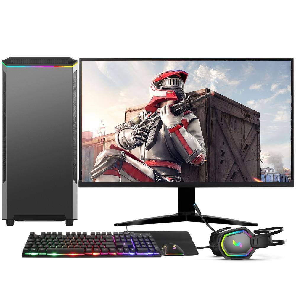 Pc Gamer Completo Neologic Streamer Nli83666 Intel I5 10400F 16Gb (Gtx1650  4Gb) Ssd 240Gb + Hd 1Tb 400W 80 Plus + 2 Monitores 21 + Cadeira - Faz a Boa!