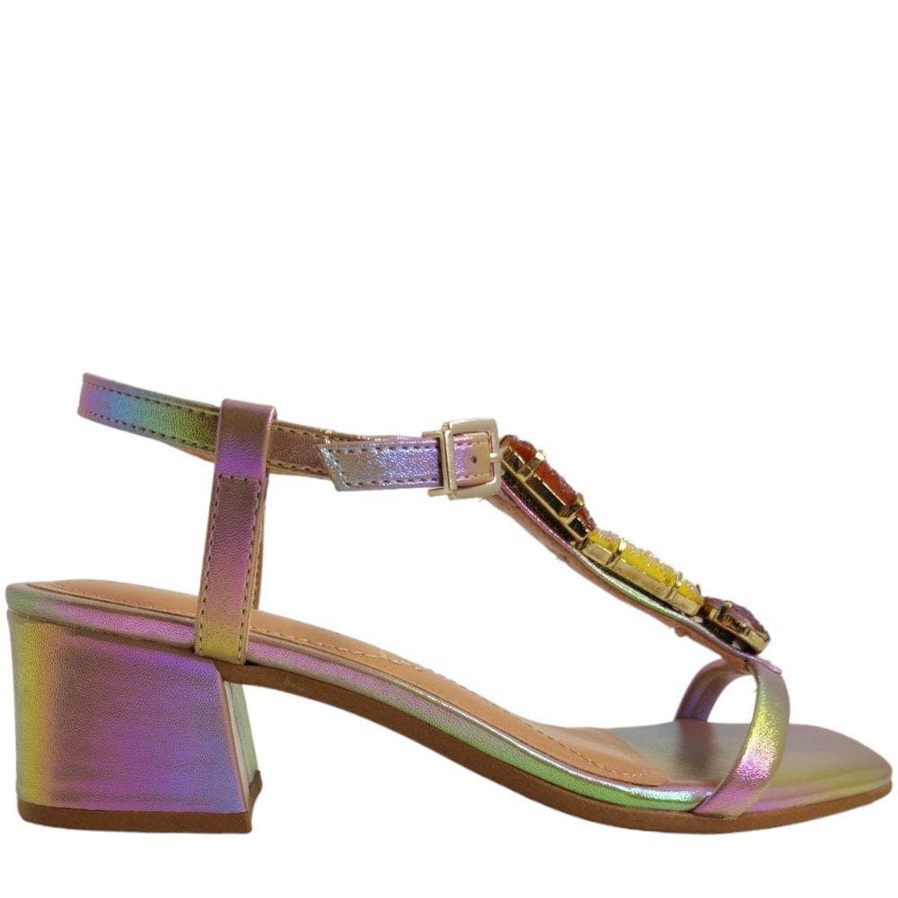 Sandália Feminina Casual Social Salto Médio com Pedrarias Ramarim 2330203