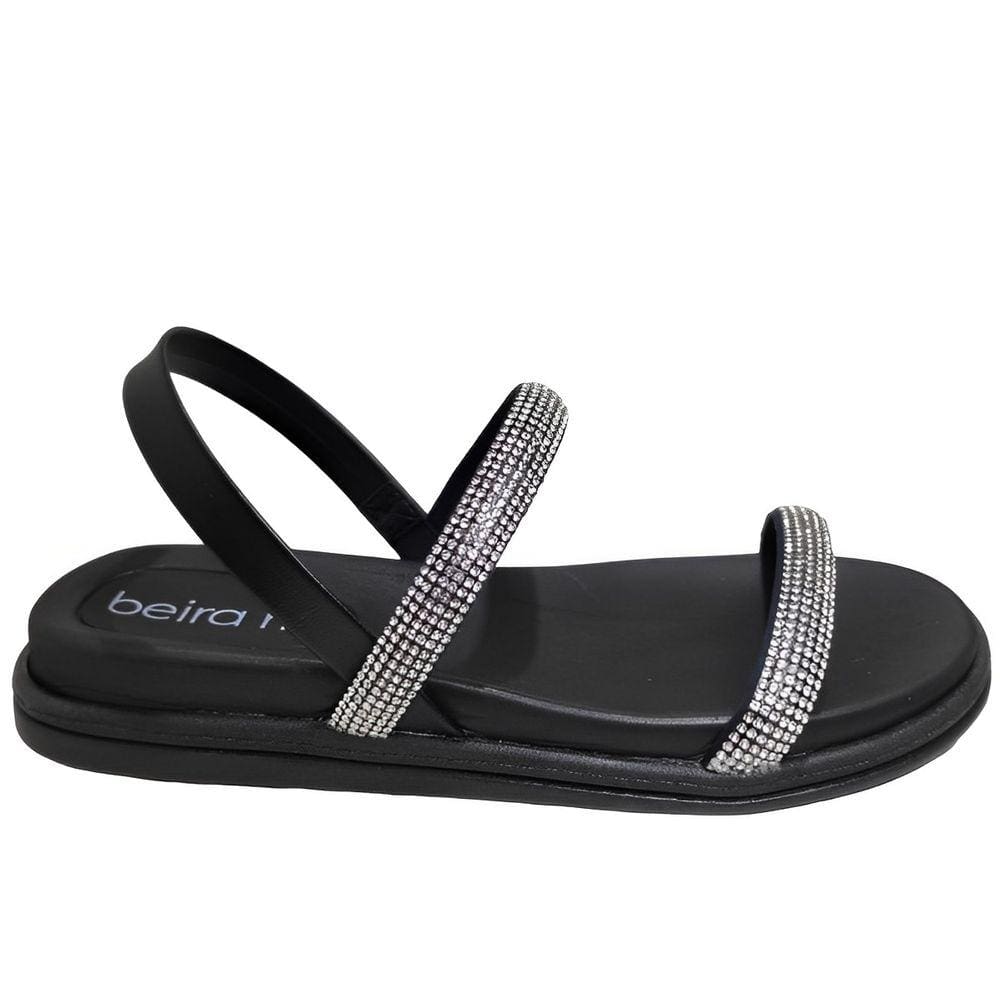 Sandália Feminina Papete Casual Dia a Dia Tiras com Strass Beira Rio 8488.109