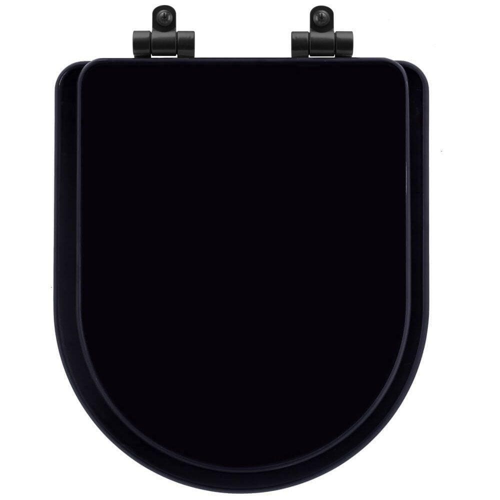 Tampa de Vaso Poliéster Com Fechamento Lento Duna Preto para Louça Deca com Ferragem Preta