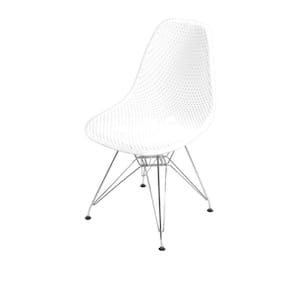 Cadeira Eames Dsr Colmeia Polipropileno Branca Base Metal Cromada