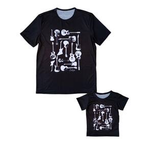 Camisetas Tal Pai Tal Filho Estampa Guitarras Kit Com 2 Peças Adulto e Infantil