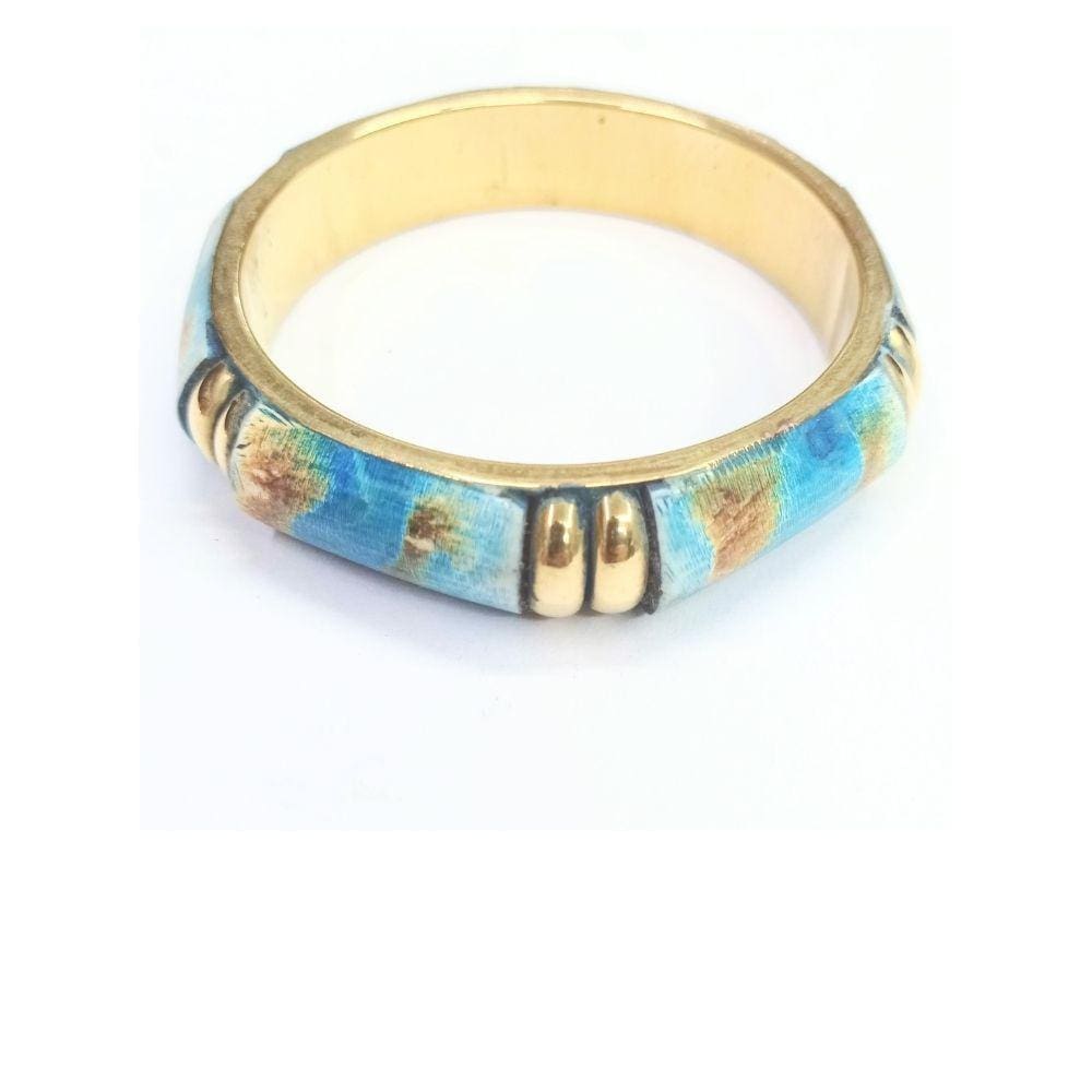 Bracelete Metal e Osso Pintado