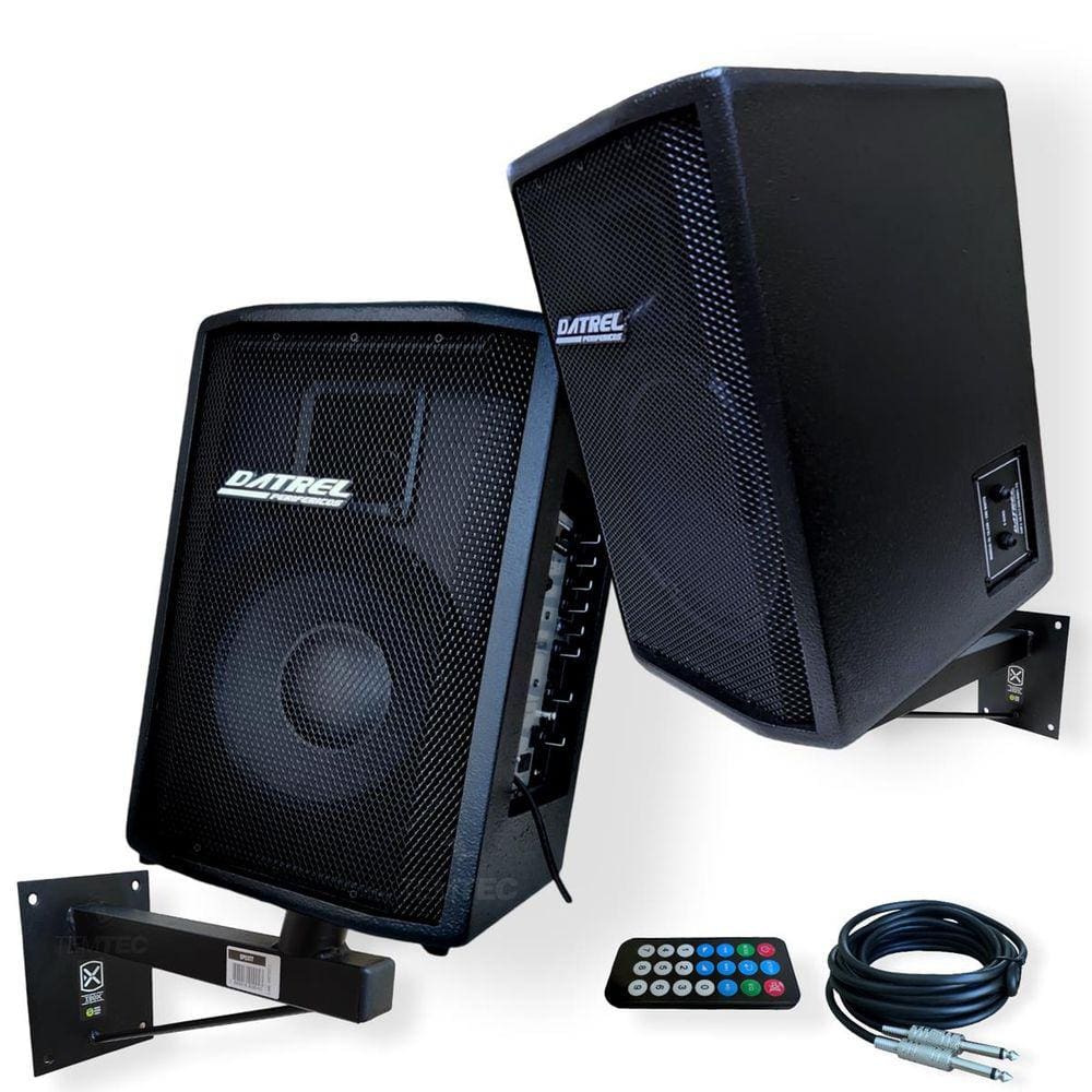KIT CAIXA SOM ATIVA PASSIVA 10” 400W SUPORTE DATREL BT PROF