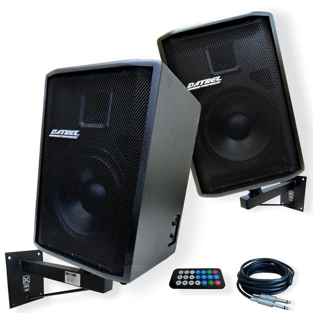 KIT CAIXA SOM ATIVA PASSIVA 12” 500W SUPORTE DATREL BT PROF