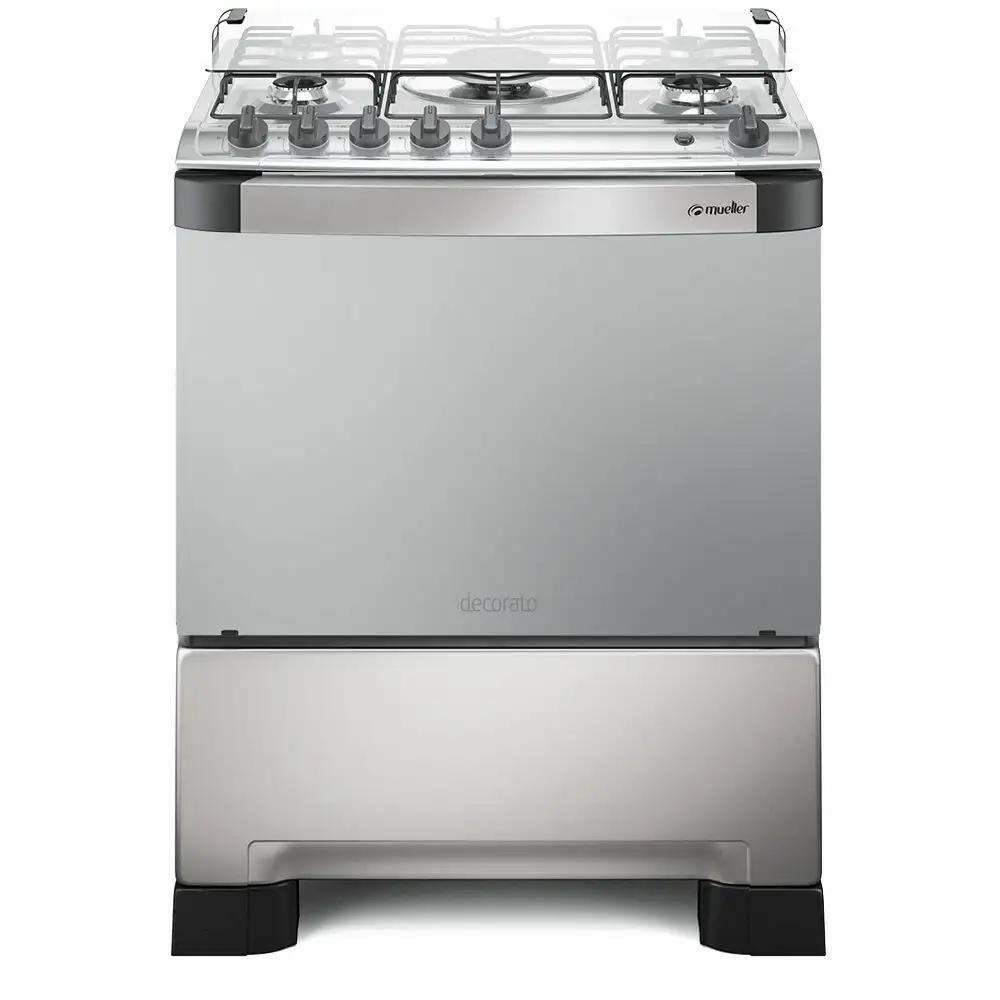 Fogão Mueller 5 Bocas Decorato Gourmet com Tripla Chama Inox - Bivolt - Bivolt