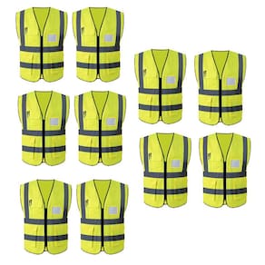 Colete Sinalizador Faixa Refletivo Kit 10 Unidades Segurança Trabalho EPI Blusao Fluorescente Obra Transito Sinalizaçao