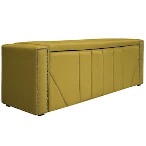 Calçadeira Baú Queen 160 Cm Para Cama Box Suede Amarelo