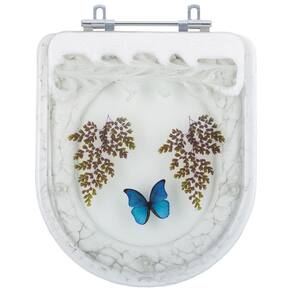 Assento Sanitário Tampa de Vaso Vogue Plus Branco Decorado com Borboleta