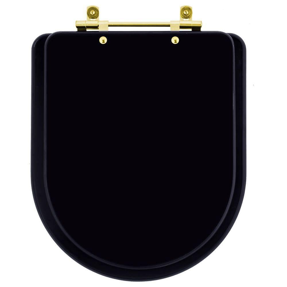 Assento Sanitário Carrara Marrom Fosco para vaso Deca com Ferragem Dourada