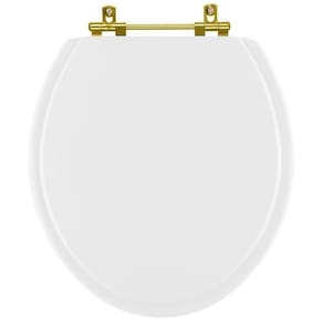 Assento Sanitario Convencional Branco Para Vaso Oval Universal Com Ferragem Dourada