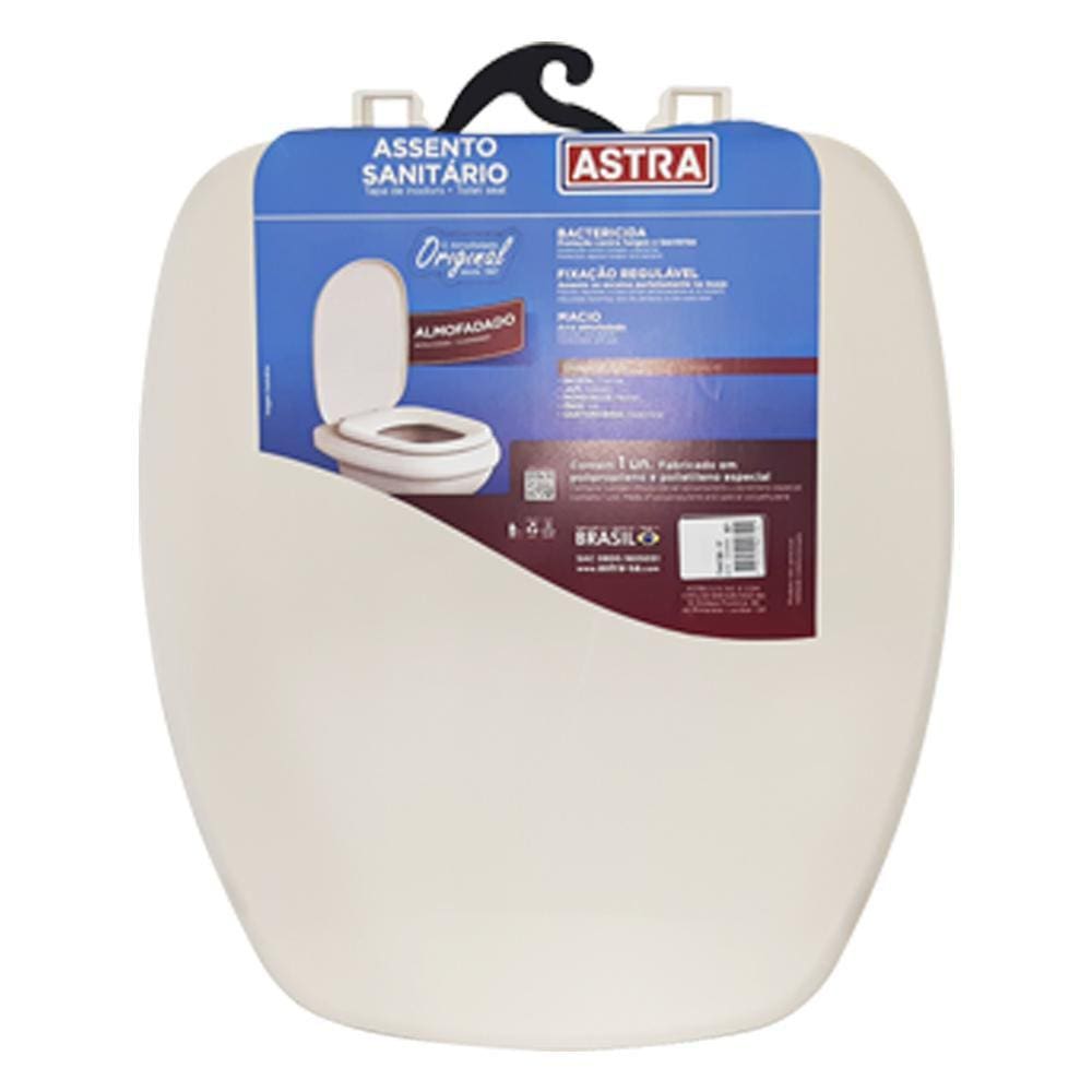 Assento Sanitário Almofadado Astra Thema Biscuit Bege Claro para vaso Incepa
