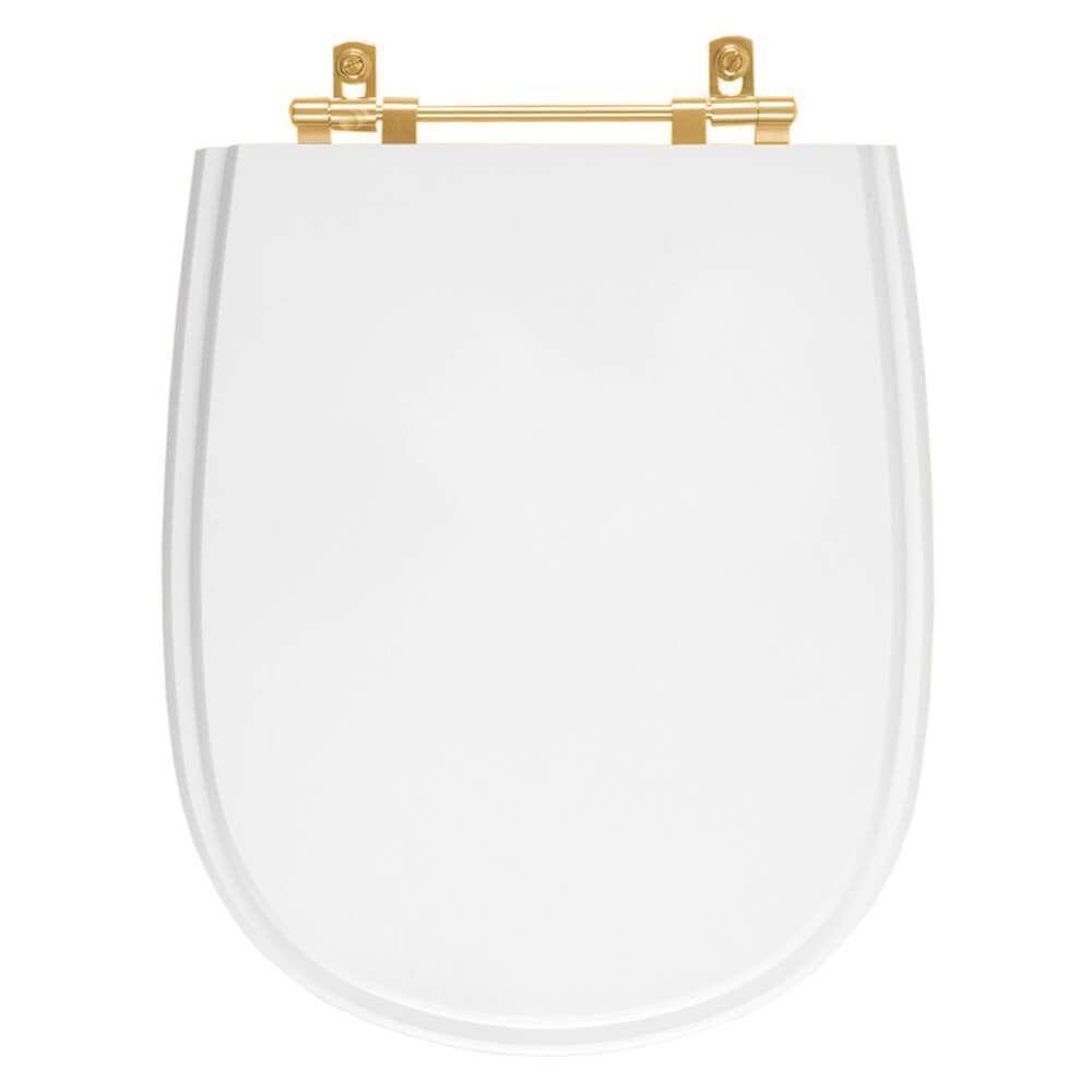 Assento Sanitário Paris Branco para vaso Ideal Standard Com Ferragem Dourada