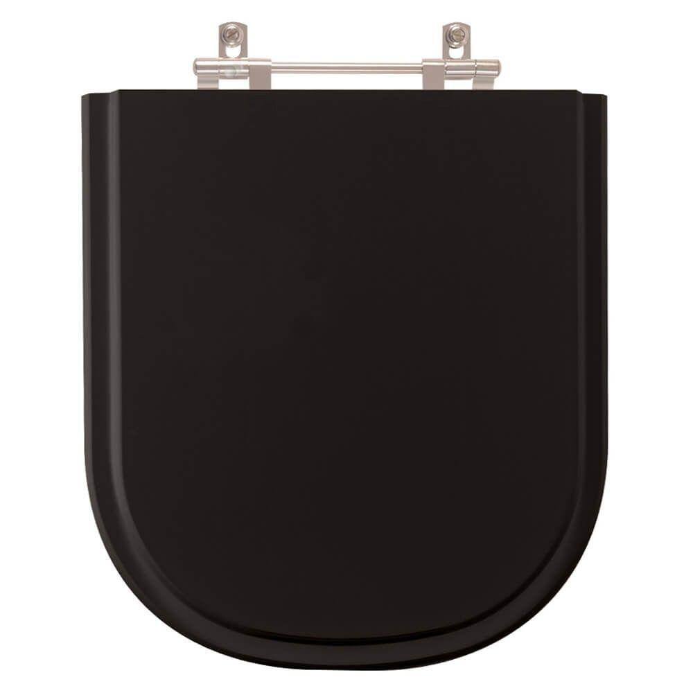 Assento Sanitário Poliéster Flox Preto para vaso Fiori