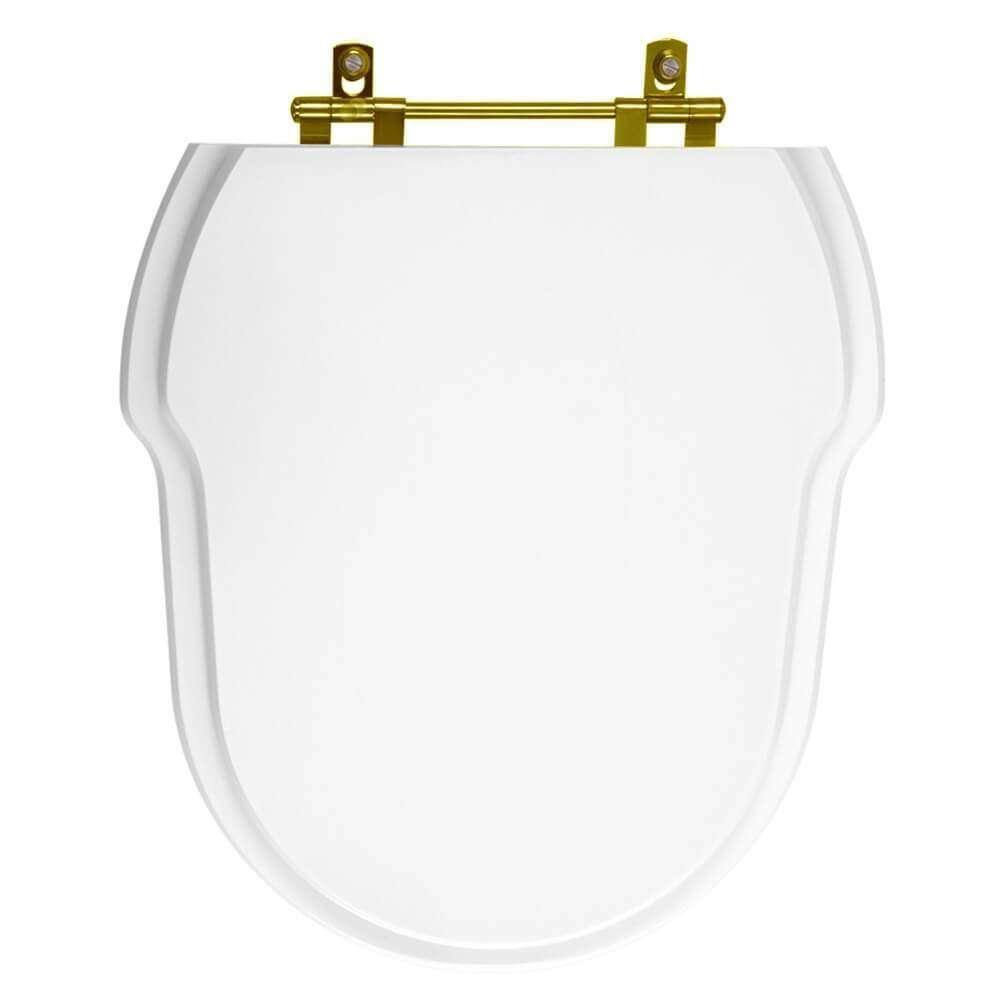 Assento Sanitario Hampton Branco Para Vaso Incepa Com Ferragem Dourada