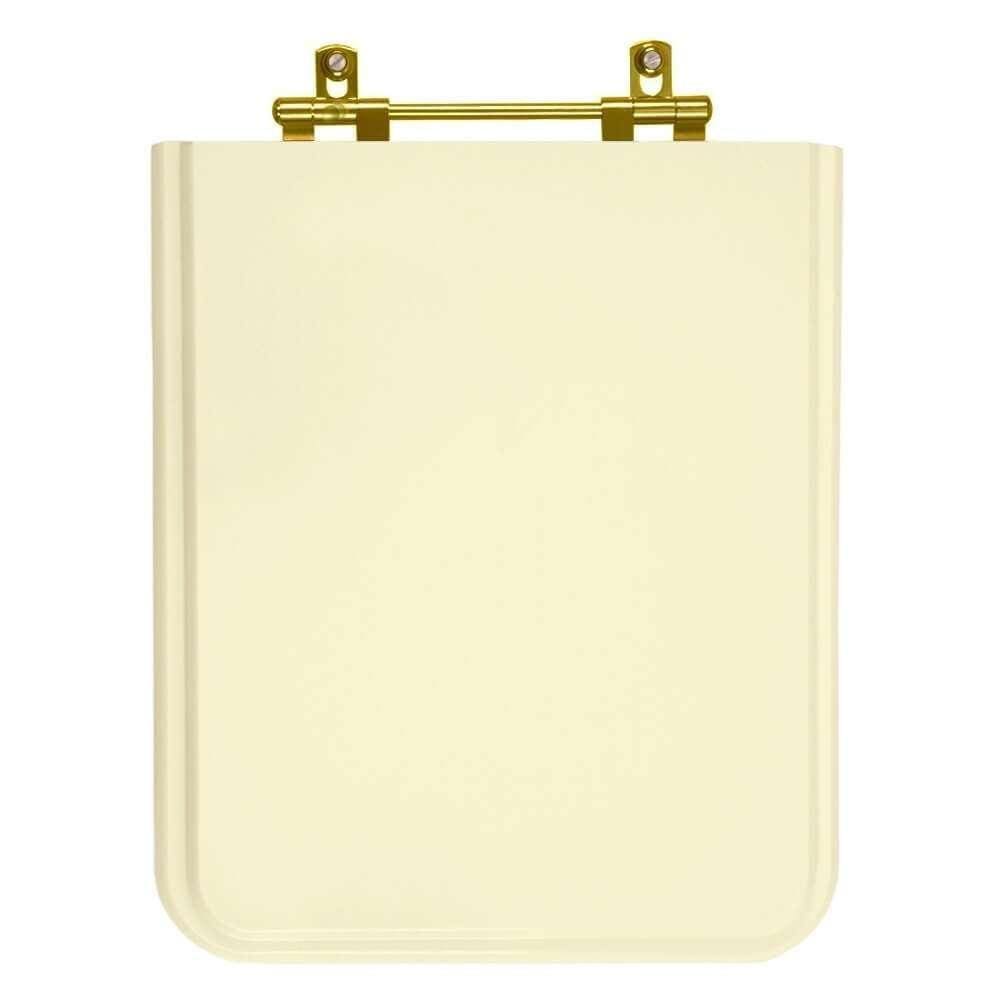 Assento Sanitario Poliester Square Bone (Bege) Ferragem Dourada para Vaso Incepa