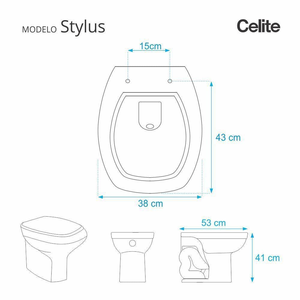 Assento Sanitário Almofadado Stylus Bege Claro para vaso Celite