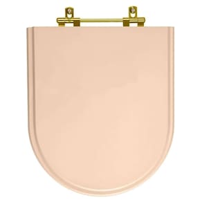 Assento Sanitário Carrara Rosa Floral para vaso Deca Com Ferragem Dourada