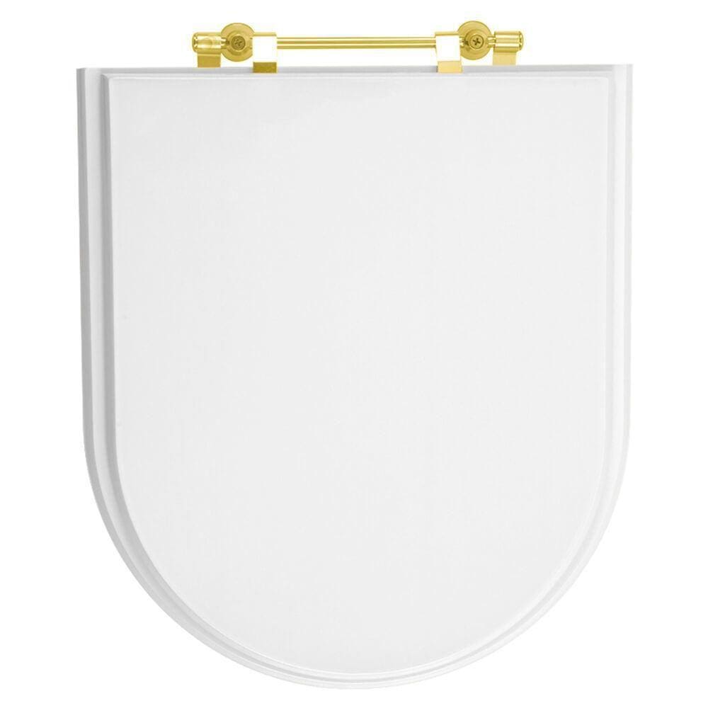Tampa de Vaso Duomo Plus Branco para bacia Deca Com Ferragem Dourada
