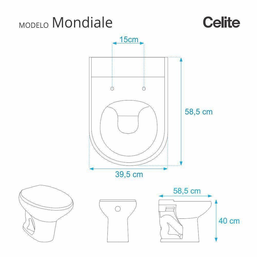 Assento Sanitário Mondiale Pergamon (Bege Claro) para vaso Celite