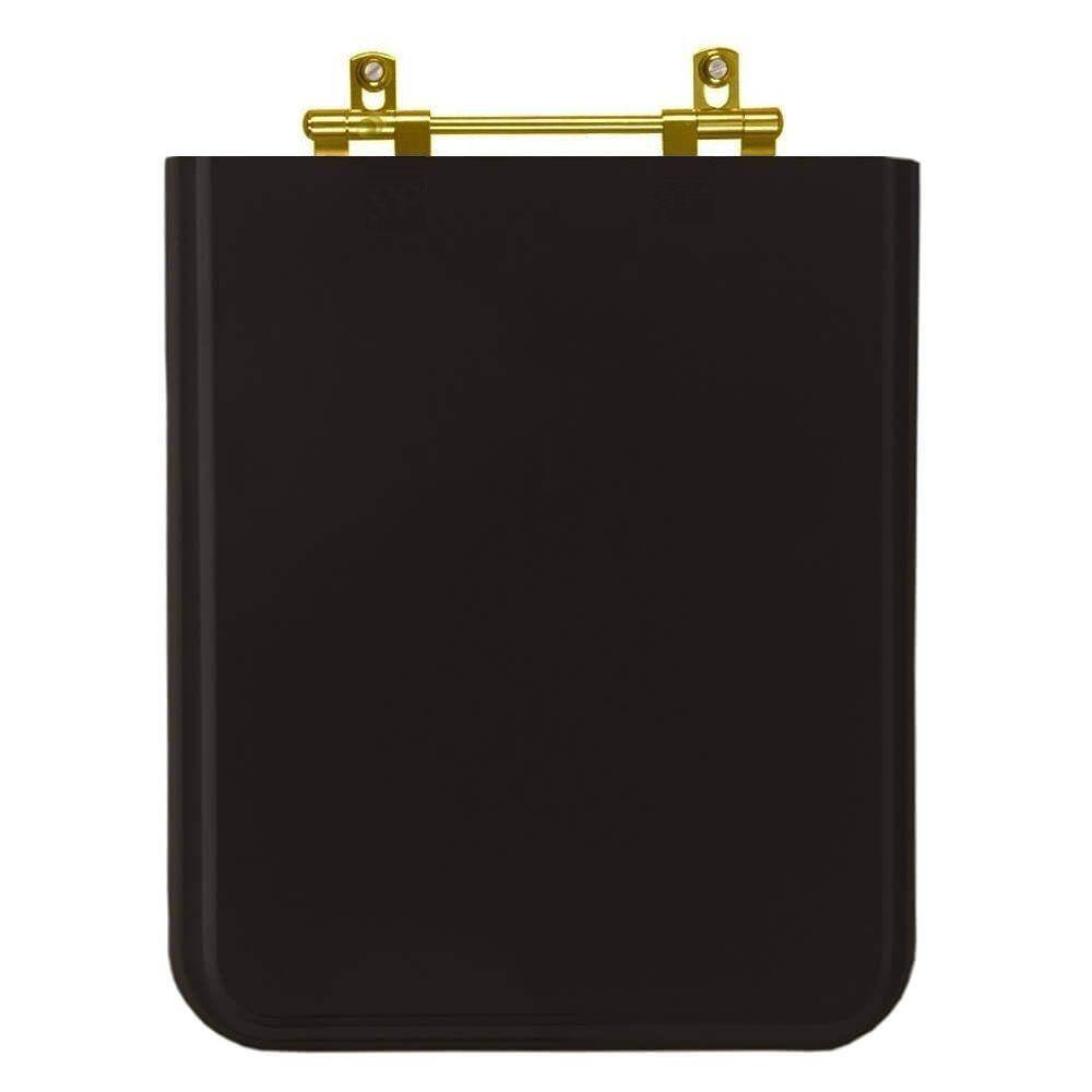Assento Sanitario Poliester Square Preto para vaso Incepa com Ferragem Dourada