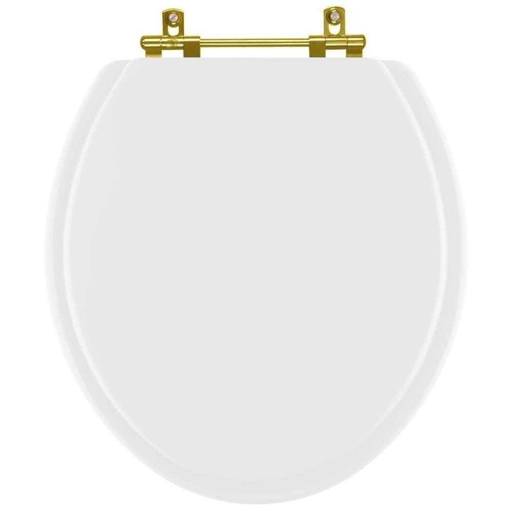 Assento Sanitário Poliester Spot Branco com Ferragem Dourada para vaso Deca