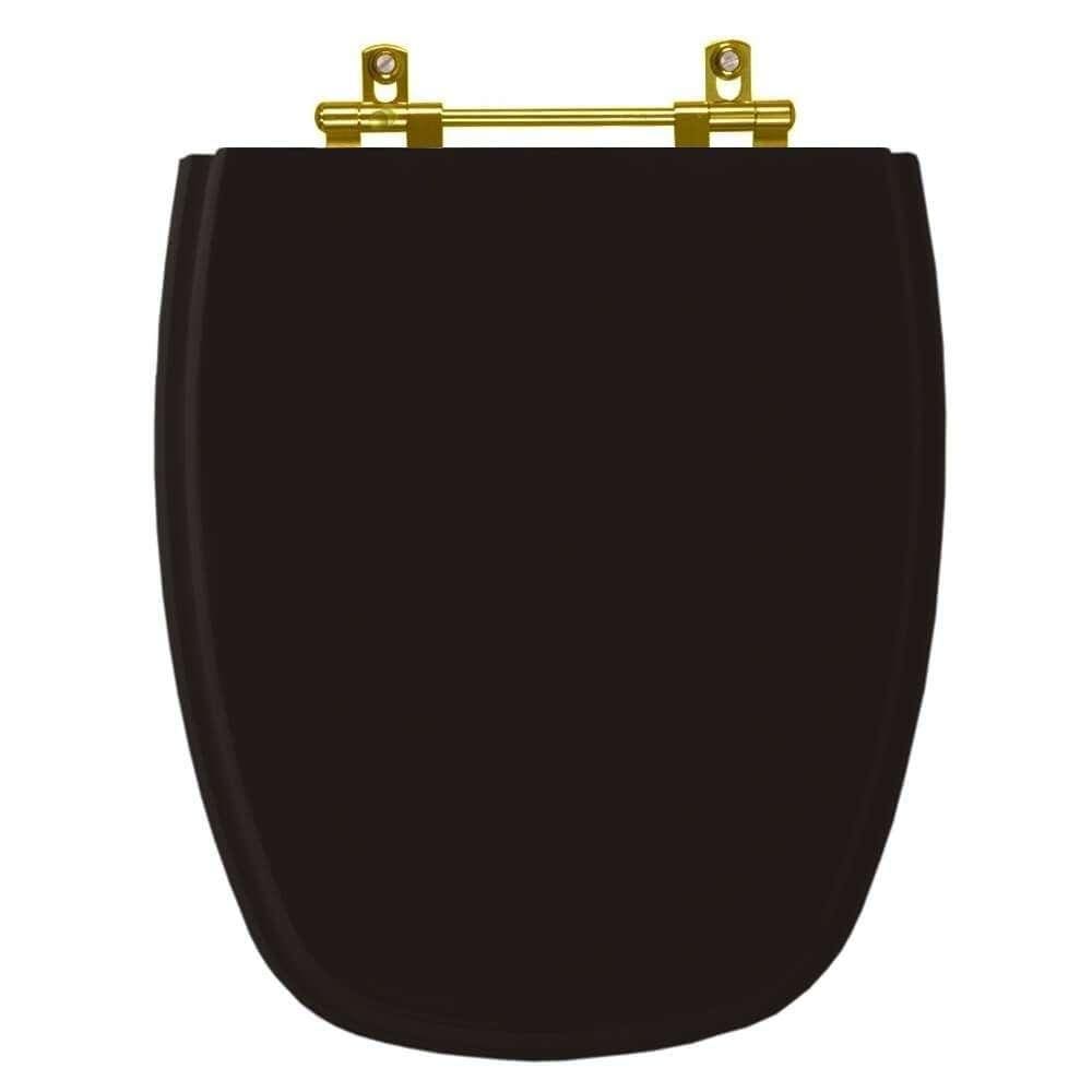 Assento Sanitário Monte Carlo Ébano (Preto) Para Vaso Deca com Ferragem Dourada
