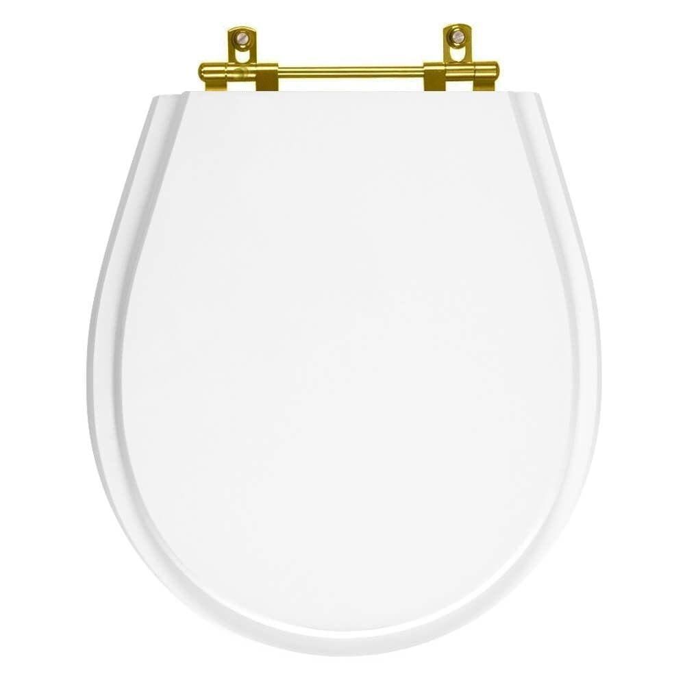 Assento Sanitário Avalon Branco Ferragem Dourada Para Ideal