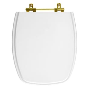 Assento Sanitário Poliéster Amarilis Branco para vaso Fiori Com Ferragem Dourada