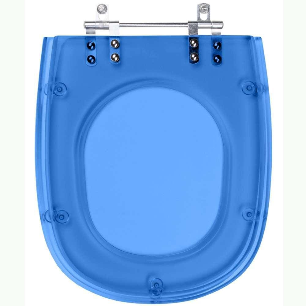 Assento Sanitario Poliester Primula Plus Azul Translucido para vaso Fiori