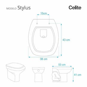 Assento Sanitário Stylus Preto para vaso Celite