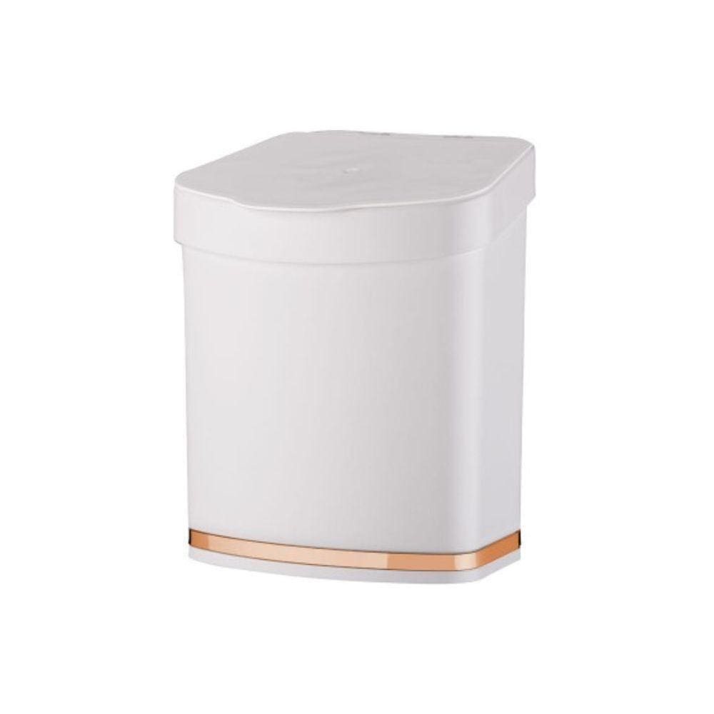 Lixeira Em Plástico Eleganza 2,5L Future Branco E Rose Gold