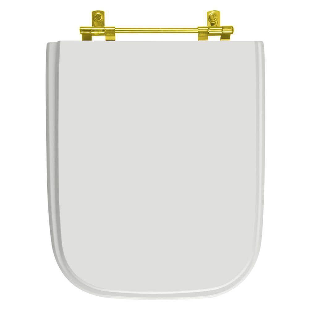 Assento Sanitário Tivoli Branco para vaso Ideal Standard Com Ferragem Dourada