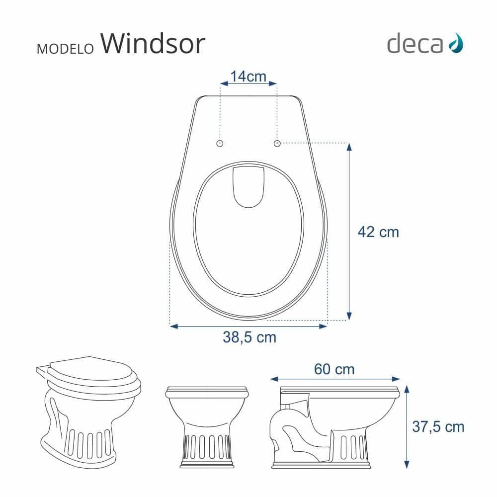 Assento Sanitário Poliéster Windsor Preto Para Louça Deca