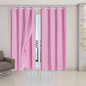 Cortina Blackout Voil 2,80X2,30 Corta Luz Porta Balcão Rosa