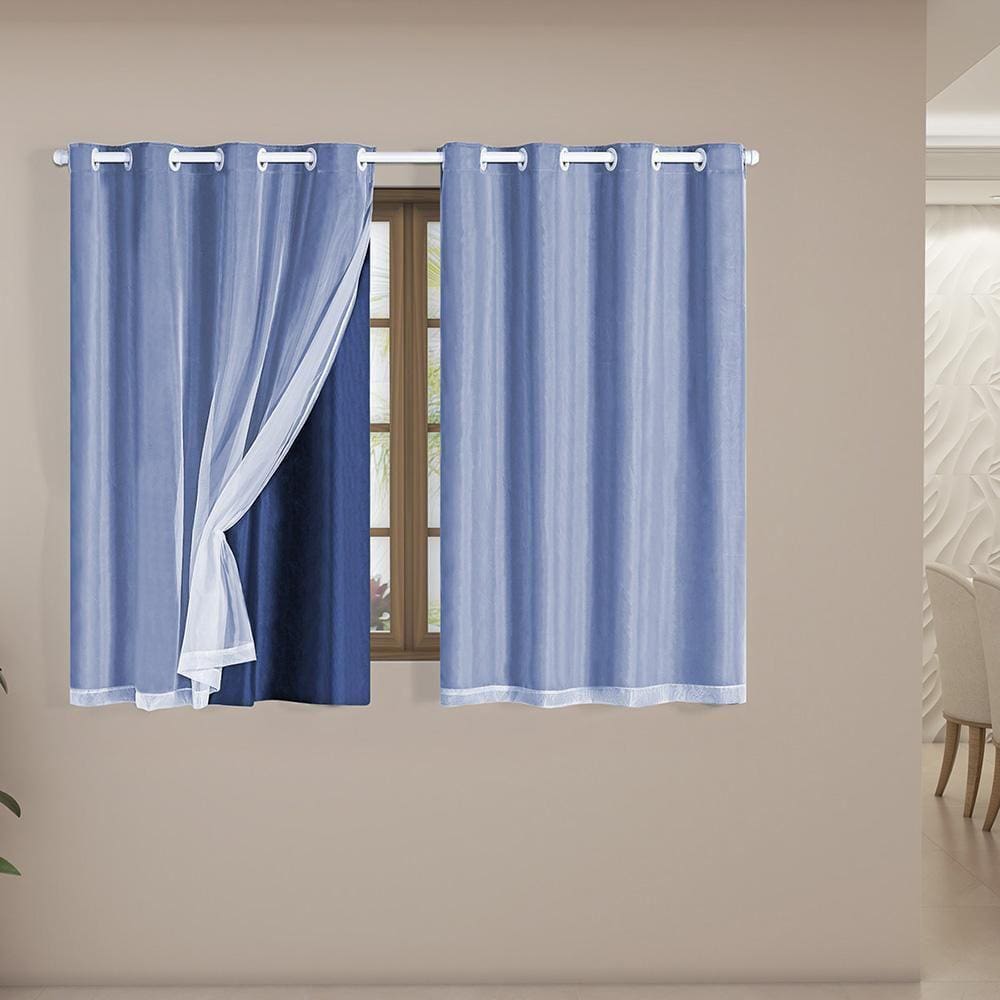 Cortina Blackout Voil 2,80X1,60 Corta Luz Sala Marinho