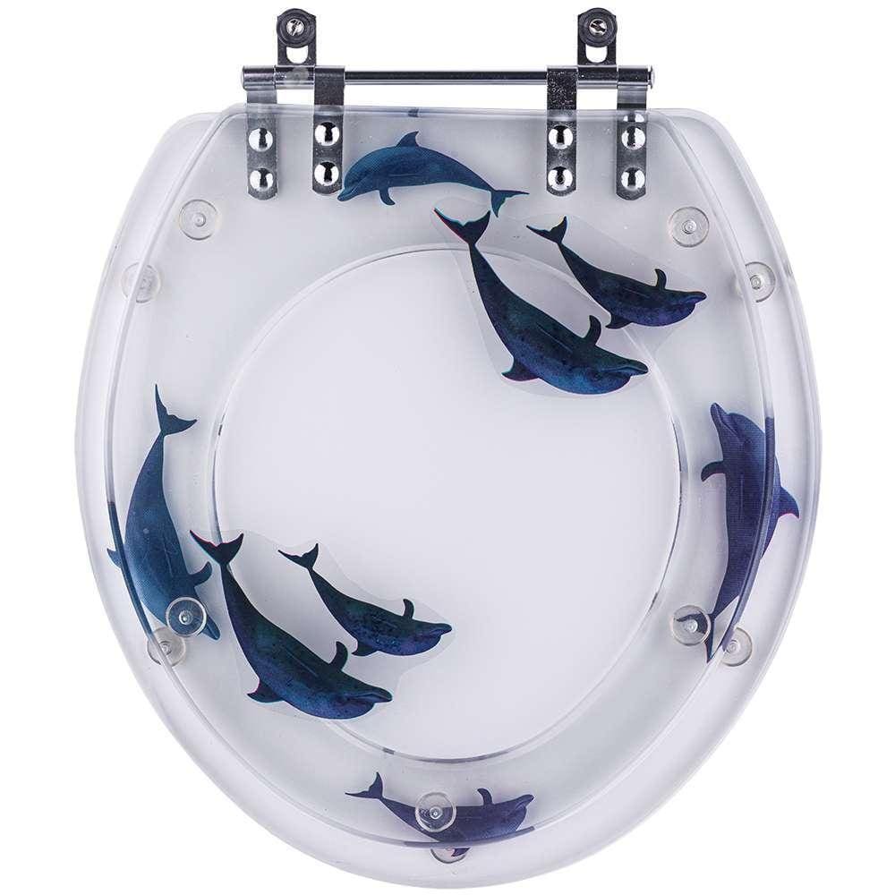 Tampa De Vaso Decorada Golfinhos P/ Bacia Deca
