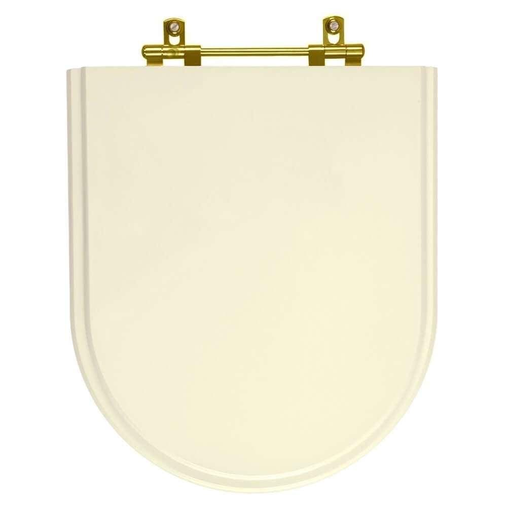 Tampa de Vaso Poliester Carrara Creme para bacia Deca Com Ferragem Dourada