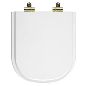 Tampa de Vaso Poliéster Com Fechamento Lento Vogue Plus Branco para louça Deca com Ferragem Dourada