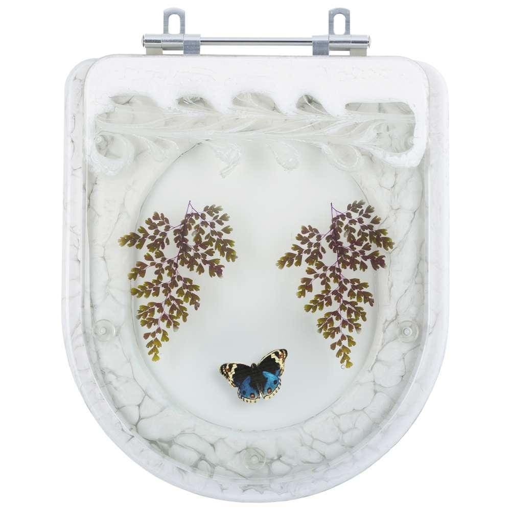 Tampa para Vaso Deca Carrara Branco c/ Borboleta Azul Escuro