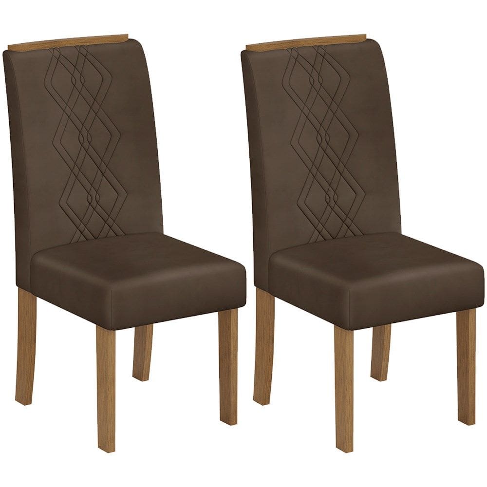 Kit 2 Cadeiras De Jantar 31073 Freijo Veludo Moca DJ Moveis