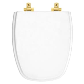 Tampa de Vaso MDF Com Amortecedor Monte Carlo Branco para bacia Deca com Ferragem Dourada